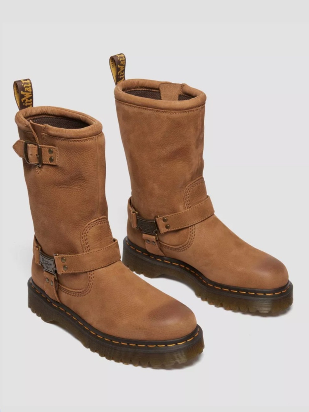 NWOT Dr. Martens Aniston Hi Tumbled Nubuck Biker Boots- Desert Brown